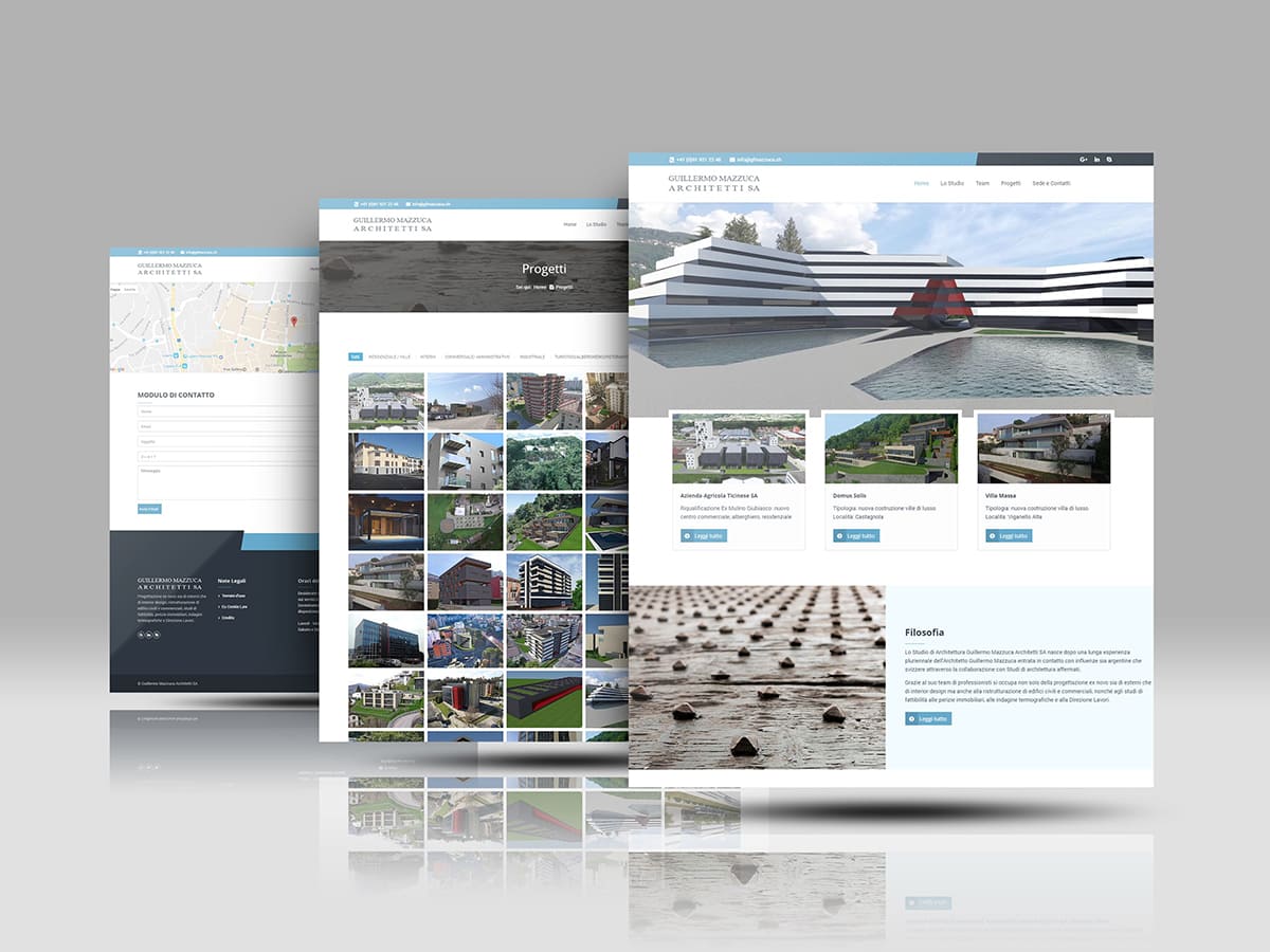 realizzazione sito internet GUILLERMO MAZZUCA ARCHITETTI SA - Lugano - Ticino - Svizzera