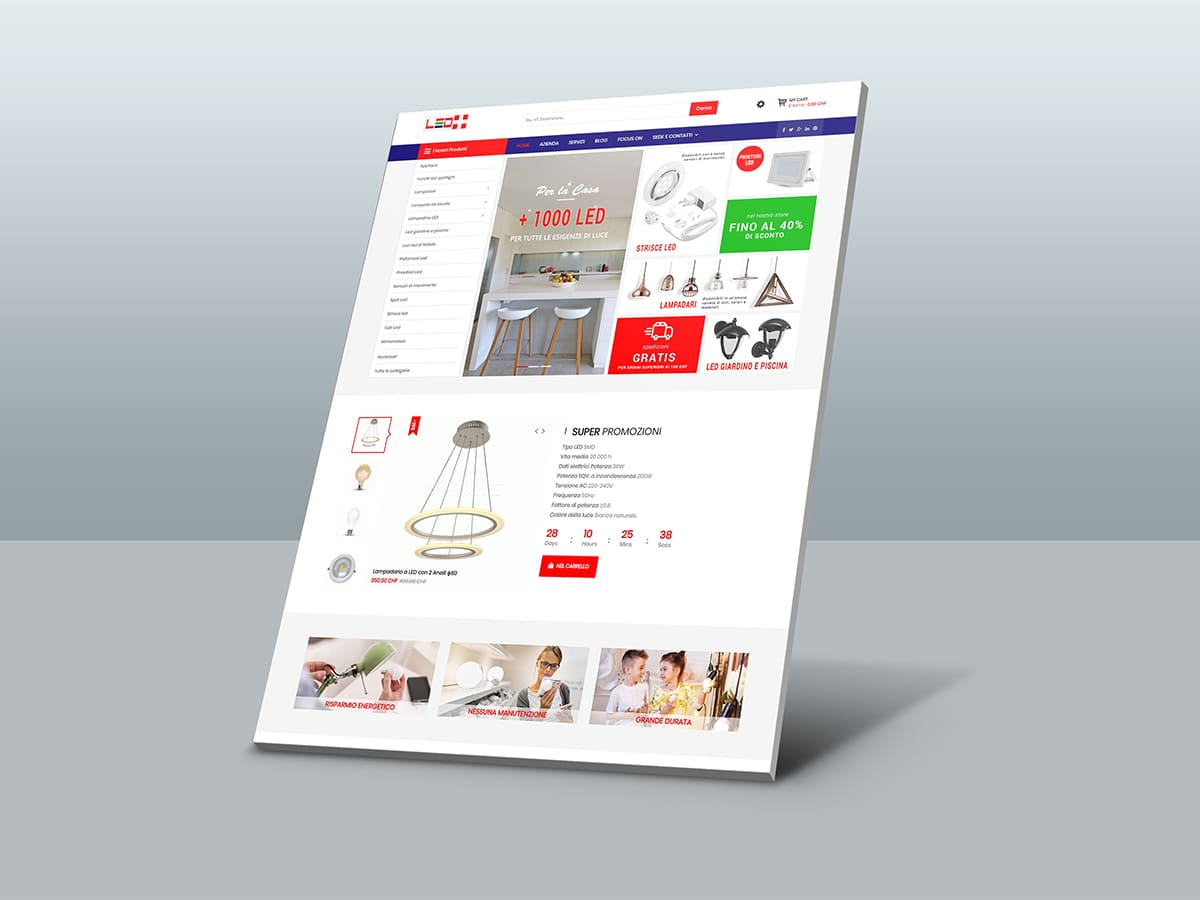 realizzazione sito internet LED PIÙ SAGL - Chiasso - Ticino - Svizzera